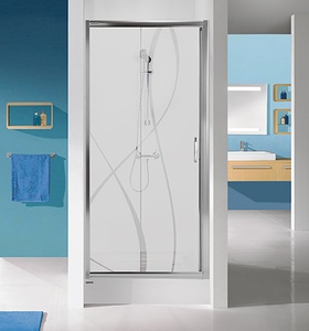 Sanplast D2/TX5b-90 tolóajtó, 90 cm, W15 mintás üveg, fényes króm profil (D2/TX5b-90 sb W15)